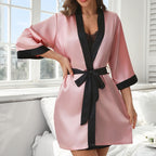 Silk Bathrobe And Pajama Two-Piece Set