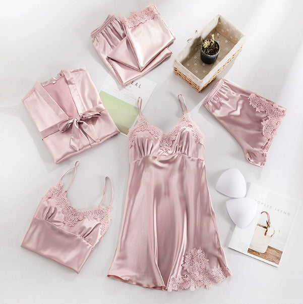 Silk Five-Piece Robe Set