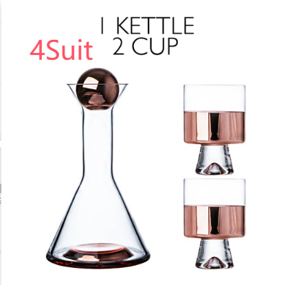 European-Style Crystal Glass Electroplating Rose Gold Water Jug American Decanter Wine Set
