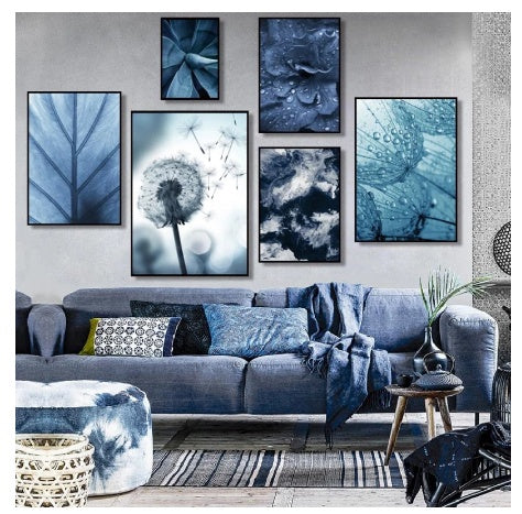 Gray Blue Botanical Diamond Painting - Inlaid Mosaic