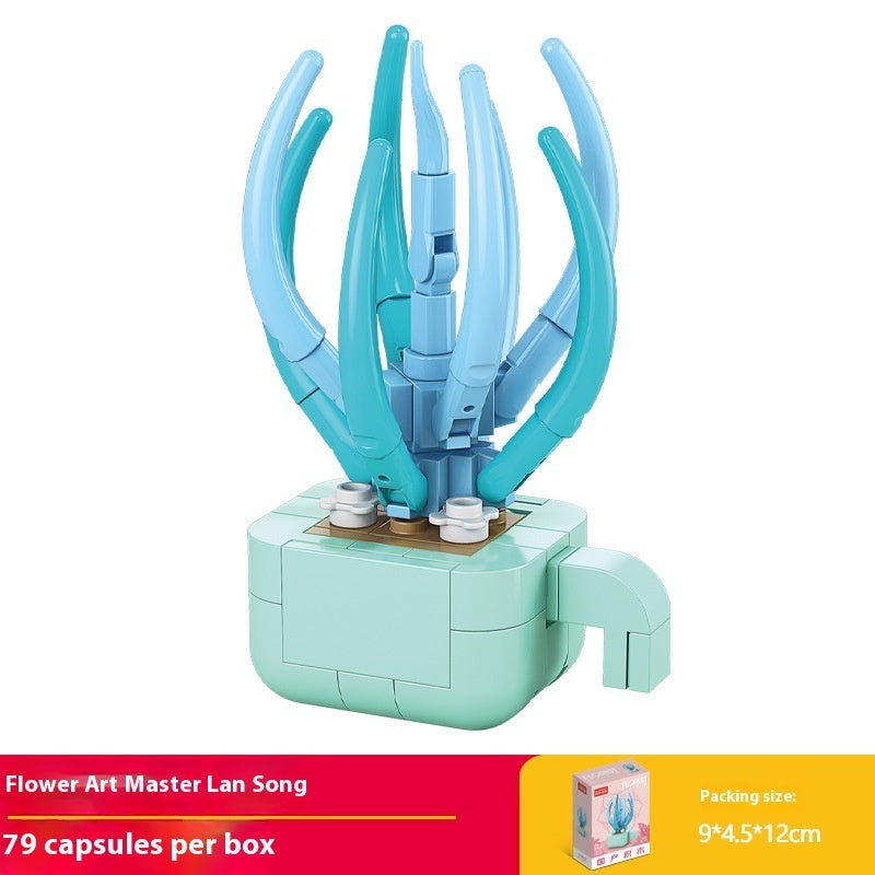 Puzzle Assembling Building Blocks Flower Pot Model Toys