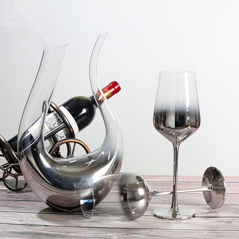 Crystal Electroplating Silver Grey Gradient Wine Glass