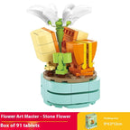 Puzzle Assembling Building Blocks Flower Pot Model Toys