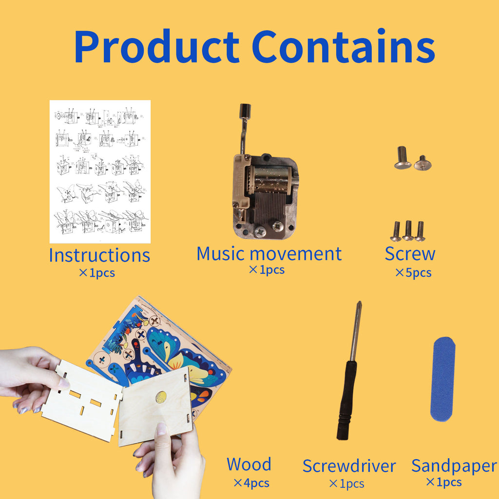 Sales Are Prohibited On The TEMU And SHEIN -MUSIC PARK 3d Wooden Puzzle Hand Colorful Butterfly Music Box You Are My Sunshine Handmade Assembly Model Kit Holidays Brthdays Christmas Gifts