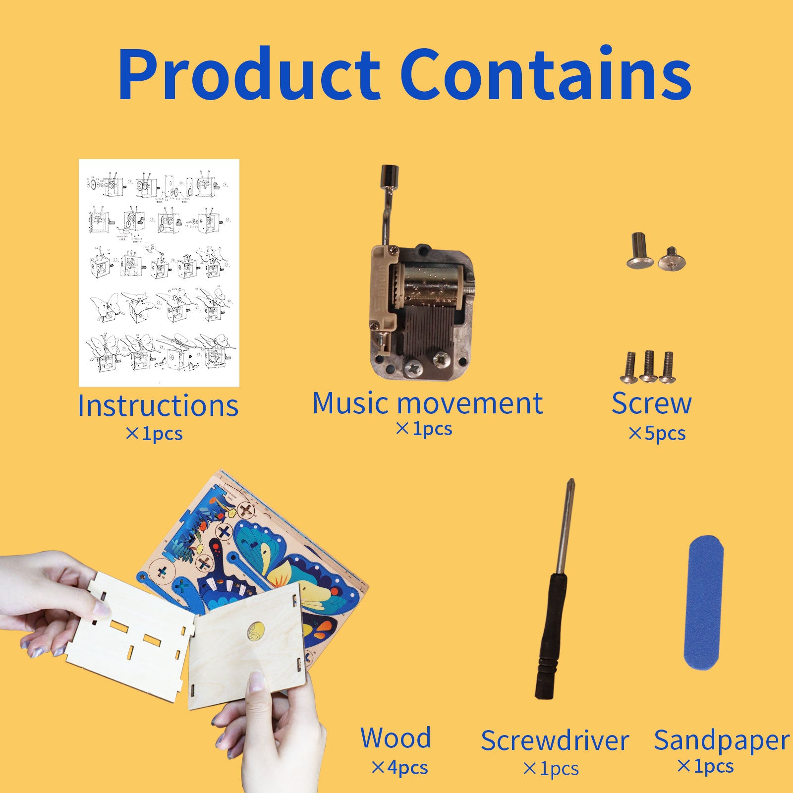 Sales Are Prohibited On The TEMU And SHEIN -MUSIC PARK 3d Wooden Puzzle Hand Colorful Butterfly Music Box You Are My Sunshine Handmade Assembly Model Kit Holidays Brthdays Christmas Gifts