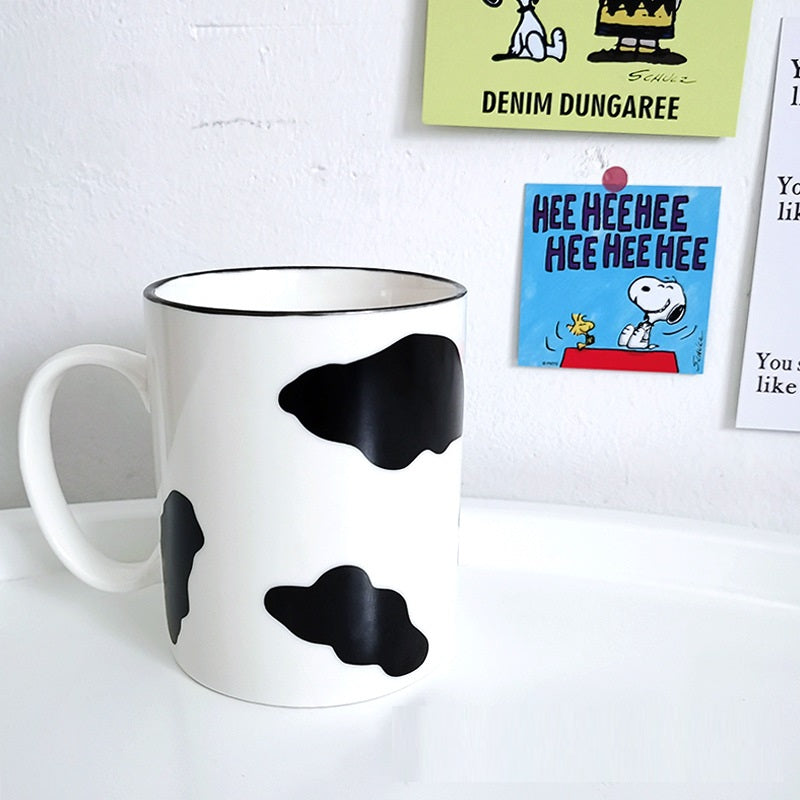 Cartoon Milk Cup Ceramic Water Cup Personality Creative Mug With Lid And Spoon