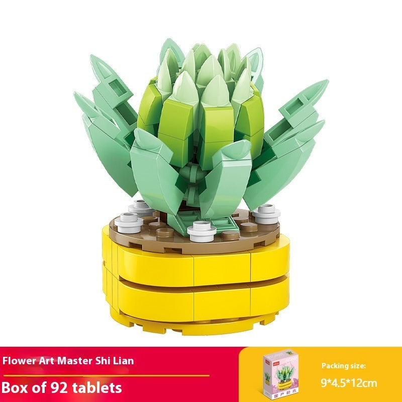 Puzzle Assembling Building Blocks Flower Pot Model Toys