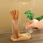 Solid Wood Figure-8 Incense Burner - Glass & Rubber Wood