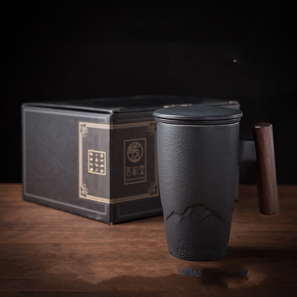 Large Capacity Ceramic Mug with Lid - Covered Coffee Cup