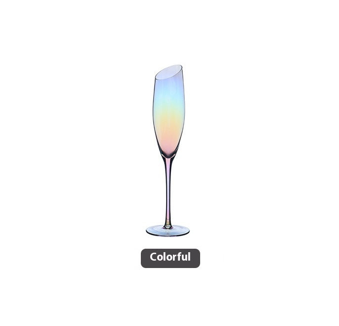 Beveled Big Belly Goblet Crystal Red Wine Electroplated Color Wine Champagne Glass