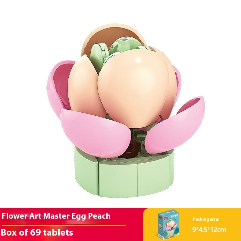 Puzzle Assembling Building Blocks Flower Pot Model Toys