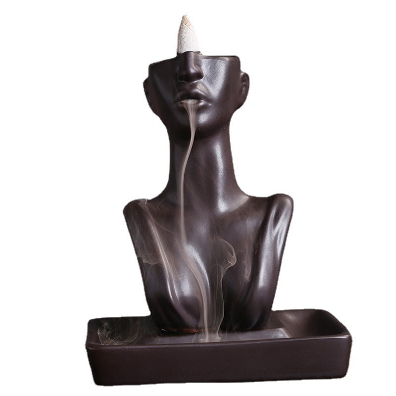 Ceramic Beauty Statue Incense Burner - Artistic Decor