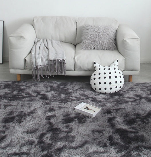 Simple Tie-Dye Long Hair Rug