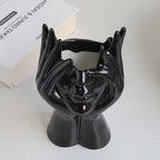 Nordic Body Art Black Ceramic Vase - Sculptural Ornament