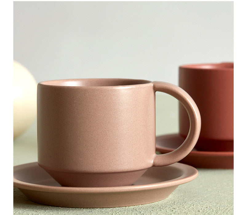 Velvet Ceramic Coffee Mug with Tray - Luxe Set