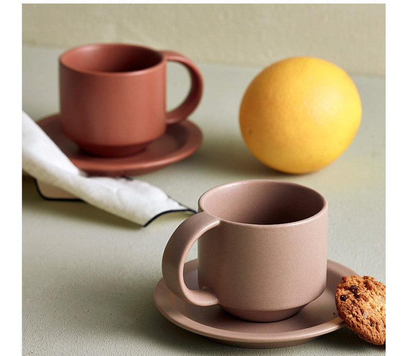 Velvet Ceramic Coffee Mug with Tray - Luxe Set