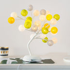 Cotton Ball Tree Lamp - Battery USB Rattan Table Light