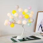 Cotton Ball Tree Lamp - Battery USB Rattan Table Light