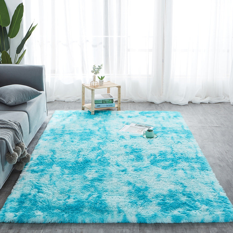 Simple Tie-Dye Long Hair Rug