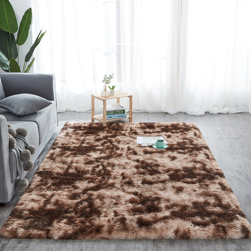 Simple Tie-Dye Long Hair Rug