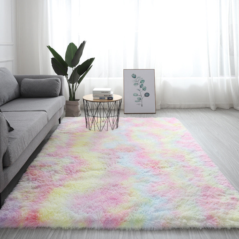 Simple Tie-Dye Long Hair Rug