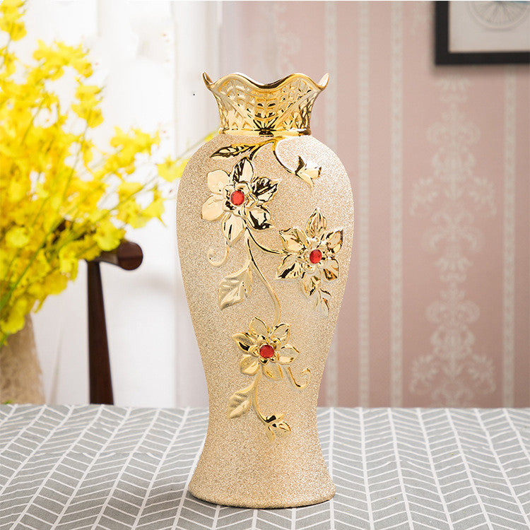Gold Electroplated Ceramic Vase - European Style Decor
