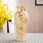 Gold Electroplated Ceramic Vase - European Style Decor