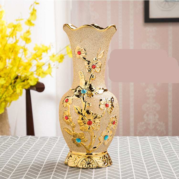 Gold Electroplated Ceramic Vase - European Style Decor