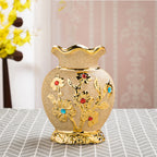 Gold Electroplated Ceramic Vase - European Style Decor