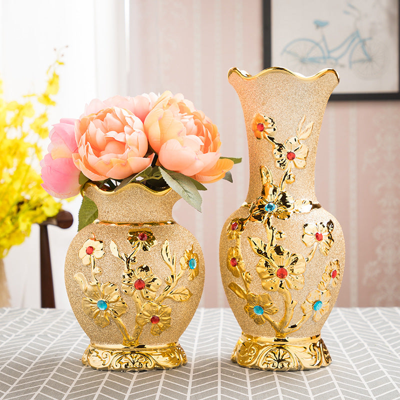 Gold Electroplated Ceramic Vase - European Style Decor