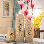Gold Electroplated Ceramic Vase - European Style Decor