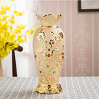 Gold Electroplated Ceramic Vase - European Style Decor