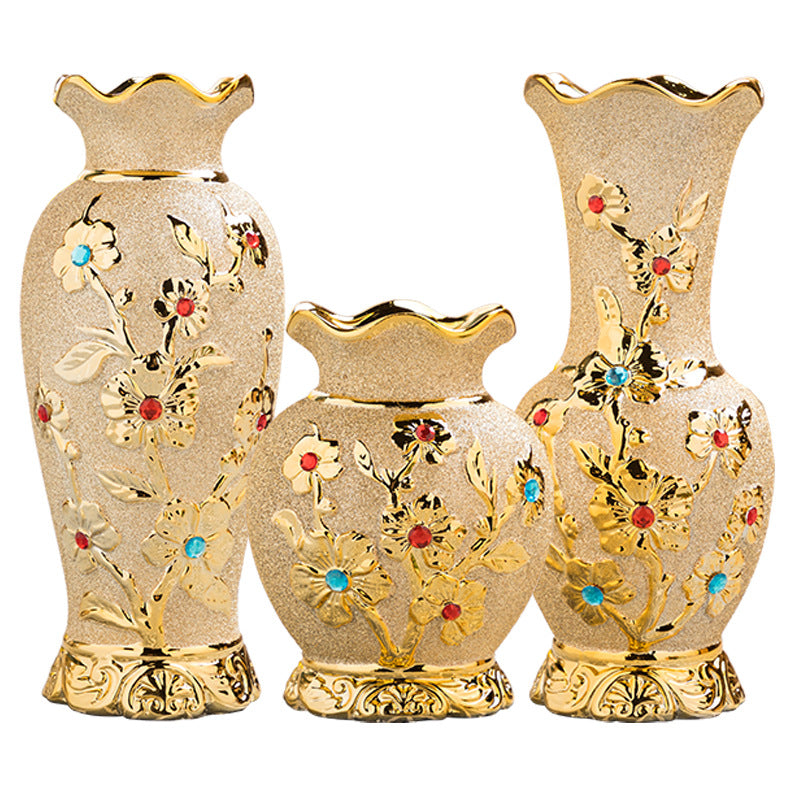 Gold Electroplated Ceramic Vase - European Style Decor