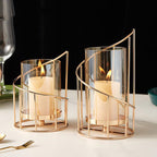 Nordic Wrought Iron & Glass Candle Holder Vase