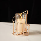 Nordic Wrought Iron & Glass Candle Holder Vase