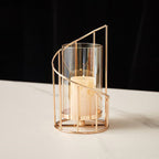 Nordic Wrought Iron & Glass Candle Holder Vase
