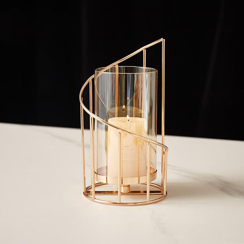 Nordic Wrought Iron & Glass Candle Holder Vase