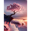 Cherry Tree Lake Painting - 5D Rhinestone Embroidery