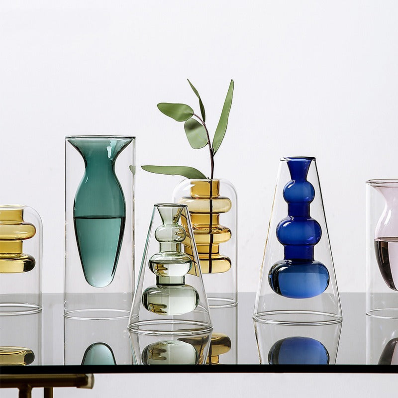 Nordic Colorful Glass Vase - Ins Transparent Design