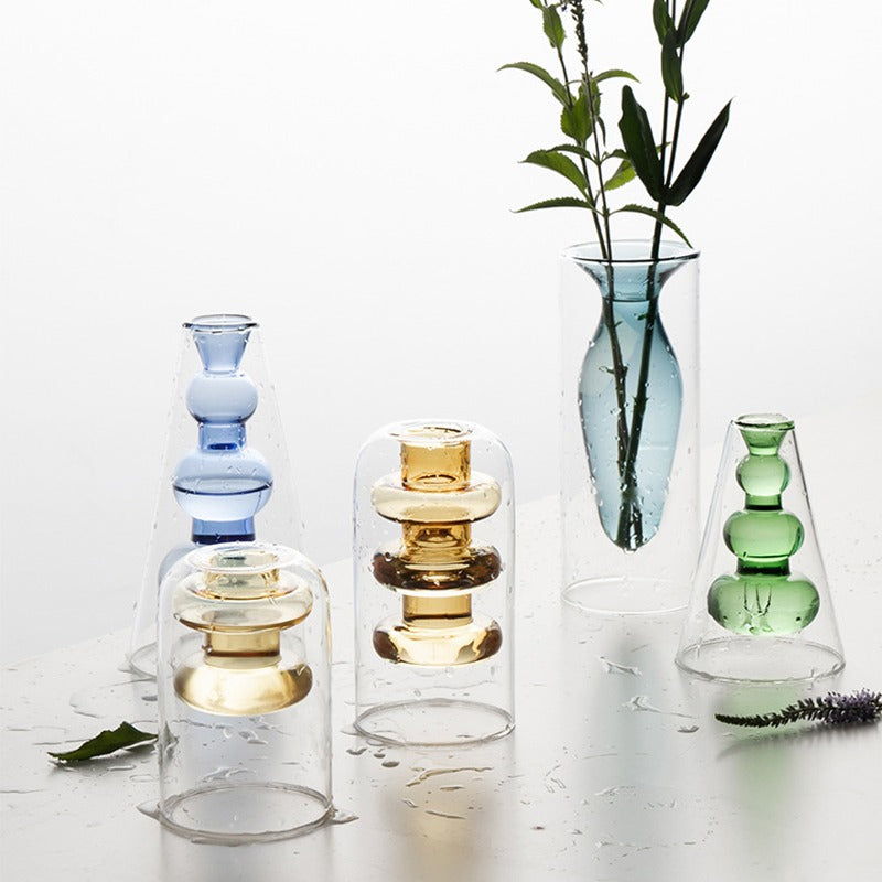 Nordic Colorful Glass Vase - Ins Transparent Design