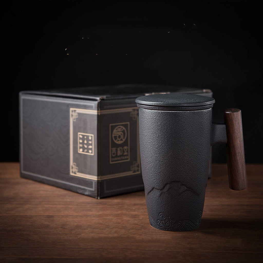 Large Capacity Ceramic Mug with Lid - Covered Coffee Cup