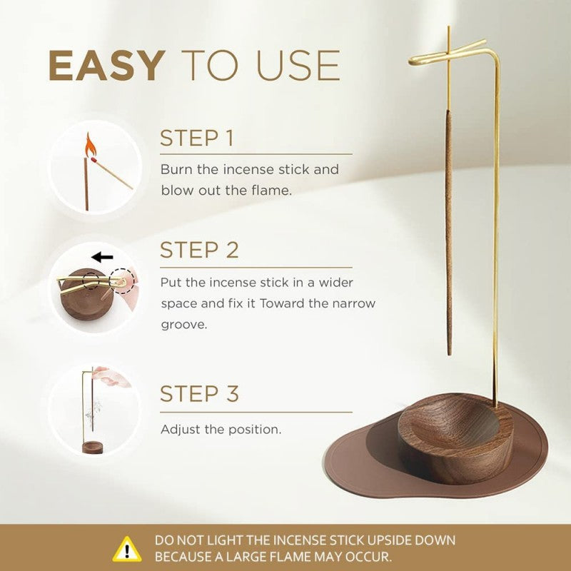 Wooden Inverted Hanging Incense Burner - Upside Down Zen