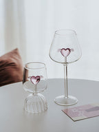 Pink Center Heart Wine Glass