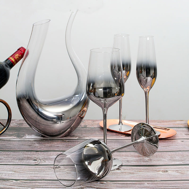 Crystal Electroplating Silver Grey Gradient Wine Glass