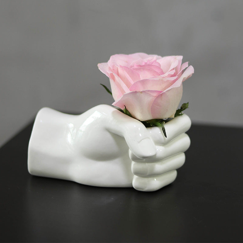 Creative Hand-Shaped Ceramic Vase - Sculptural