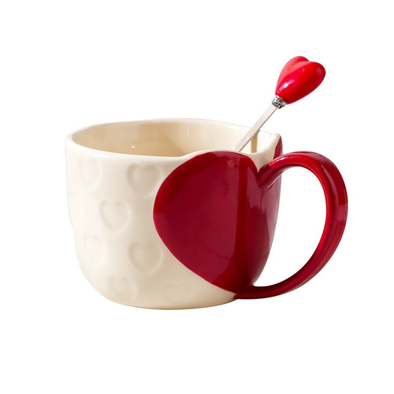 Heart-Shaped Ceramic Mug - Birthday Gift Office Coffee Cup