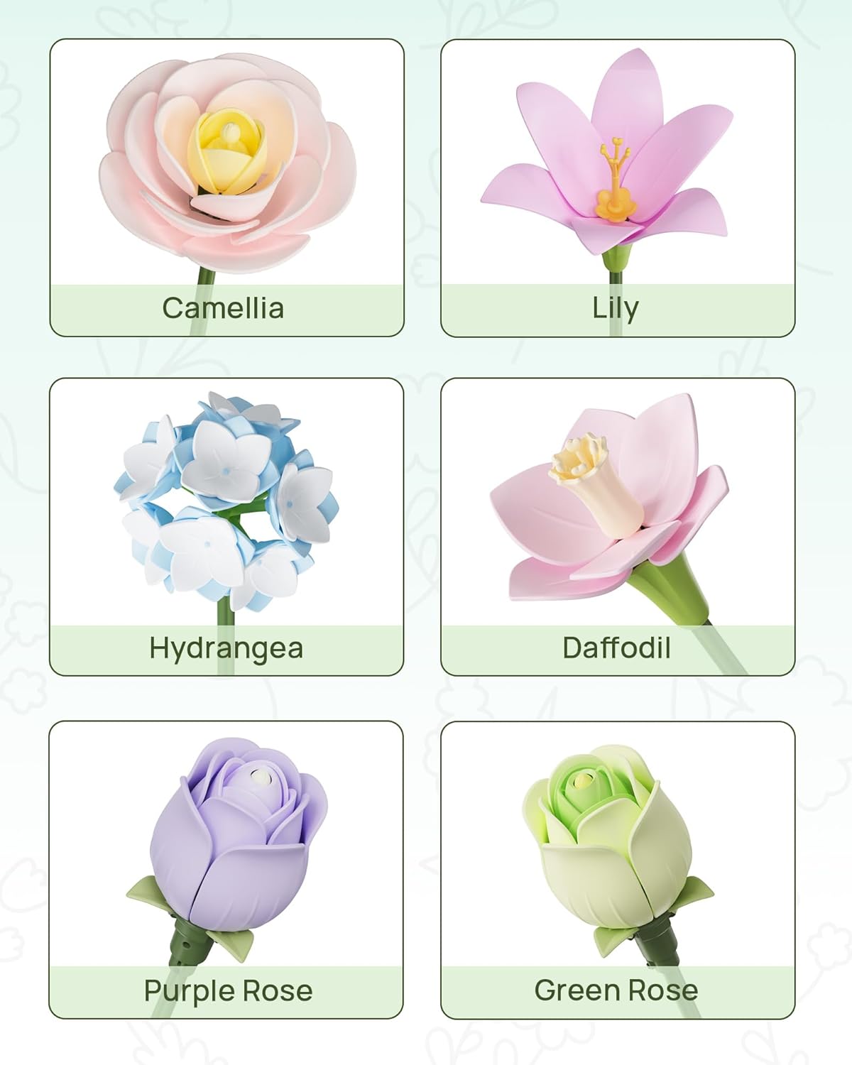 ROBOTIME 3D Plastic Flower Puzzle, Spring Time Bouquet DIY Model Kits For Gift AF01J