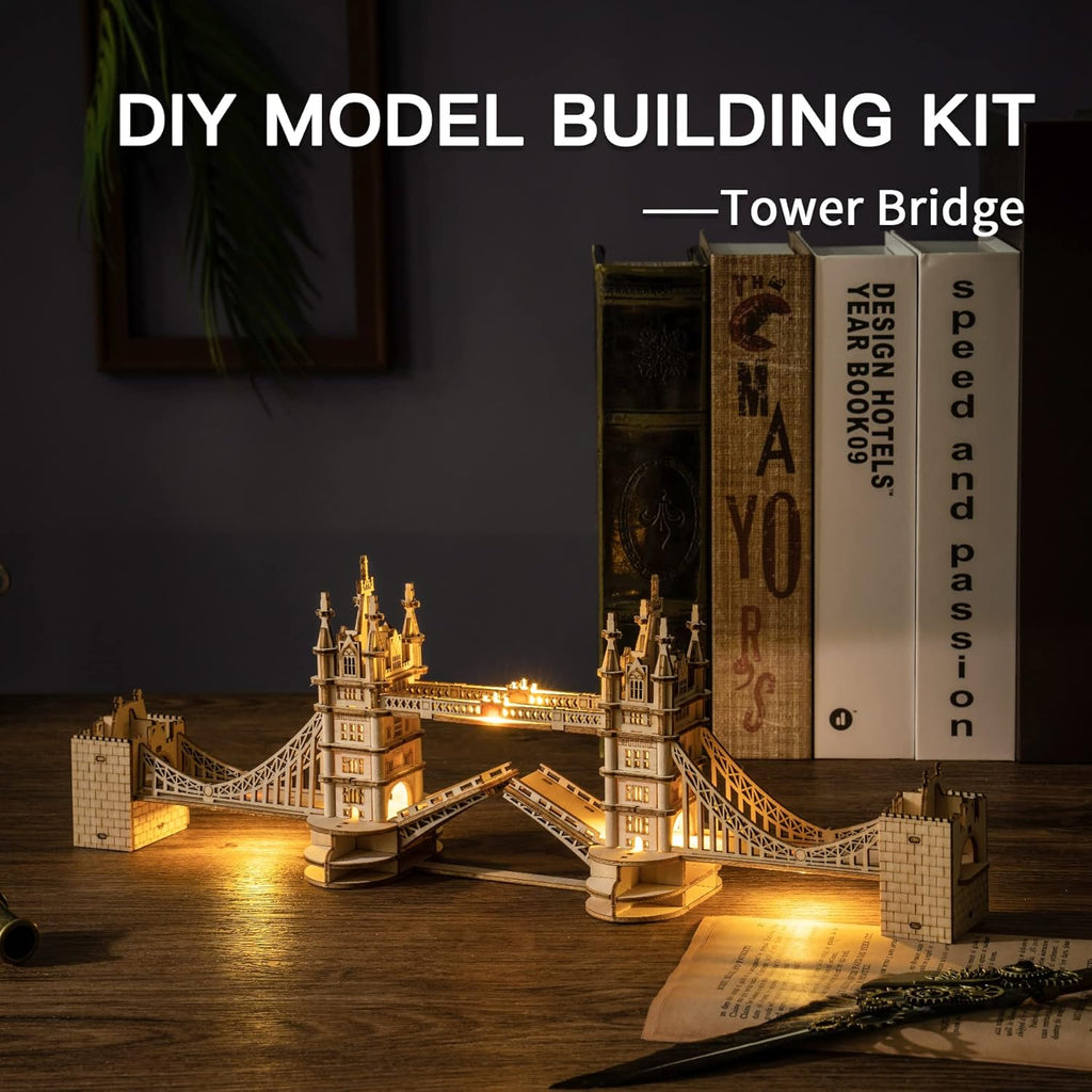 ROBOTIME 3D Wooden Puzzle London Tower Bridge Model Kit For Adults Xmas Gifts TG412