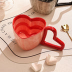 Creative Hand-Painted Striped Heart Mug Hand-Shaped Heart Breakfast Cup