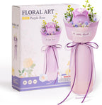 ROBOTIME Flower 3D Puzzle Model Kits Puzzles For Adults To Build Artificial Flowers For Home Bedroom Living Room Decor, Gifts For Women Valentine, Purple Rose